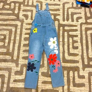 MISSLOOK floral painted denim overalls